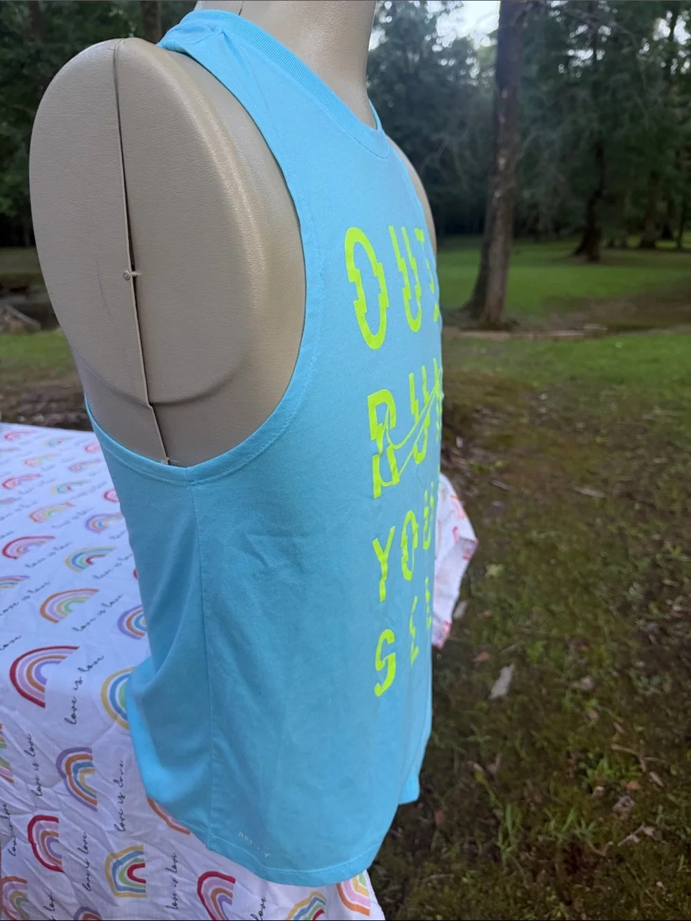 Nike Light Blue Tank with Neon Yellow Graphic